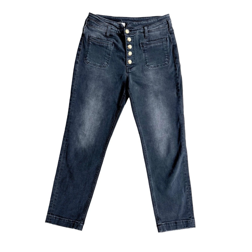 Anthropologie PILCRO Jeans Size 28 Black High-Rise Slim Cropped Denim Button Fly